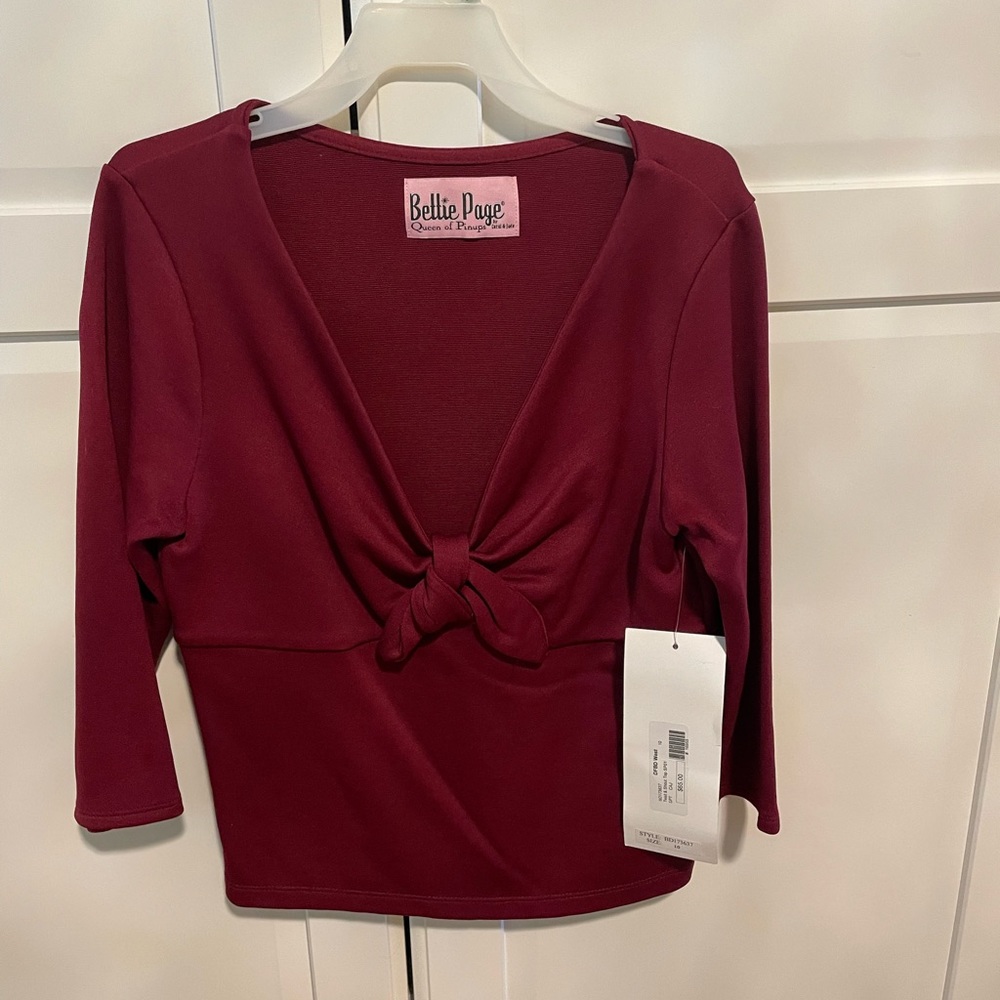 Bettie Page burgundy top, Size M/10
